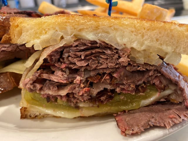 Ortega Brisket Melt Sandwich.