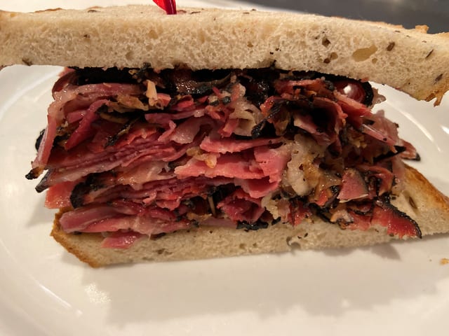Hot New York Black Pastrami Sandwich.