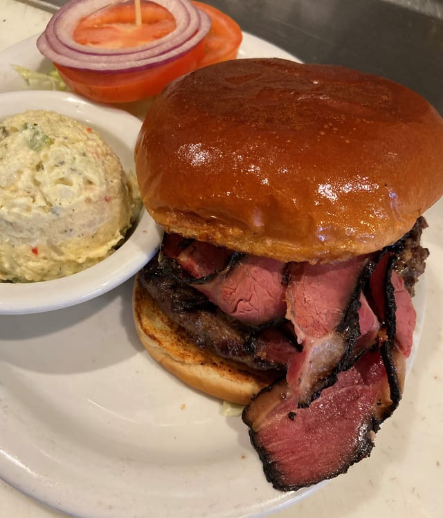 Towering Pastrami Burger.