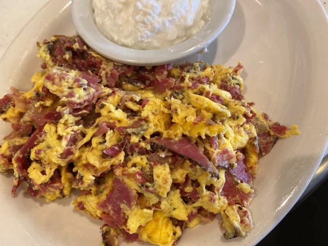 Pastrami and Eggs Scramble.