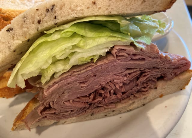 Rare Roast Beef Sandwich.